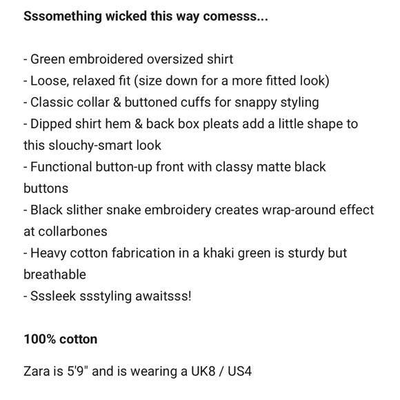 NWT Disturbia Slither Loose Fit Shirt Size 10 - Picture 2 of 3